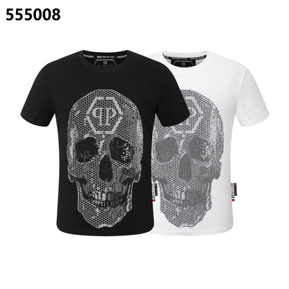 PHILIPP PLEIN T-Shirt mit Rundhalsausschnitt und Totenkopf-Print