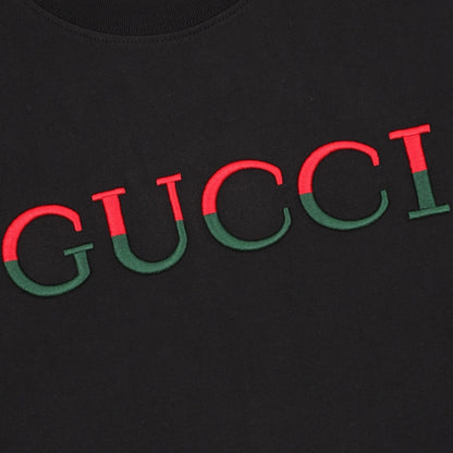 Gucci Red and Green 3D Embroidered Ribbon Short-Sleeve Shirt