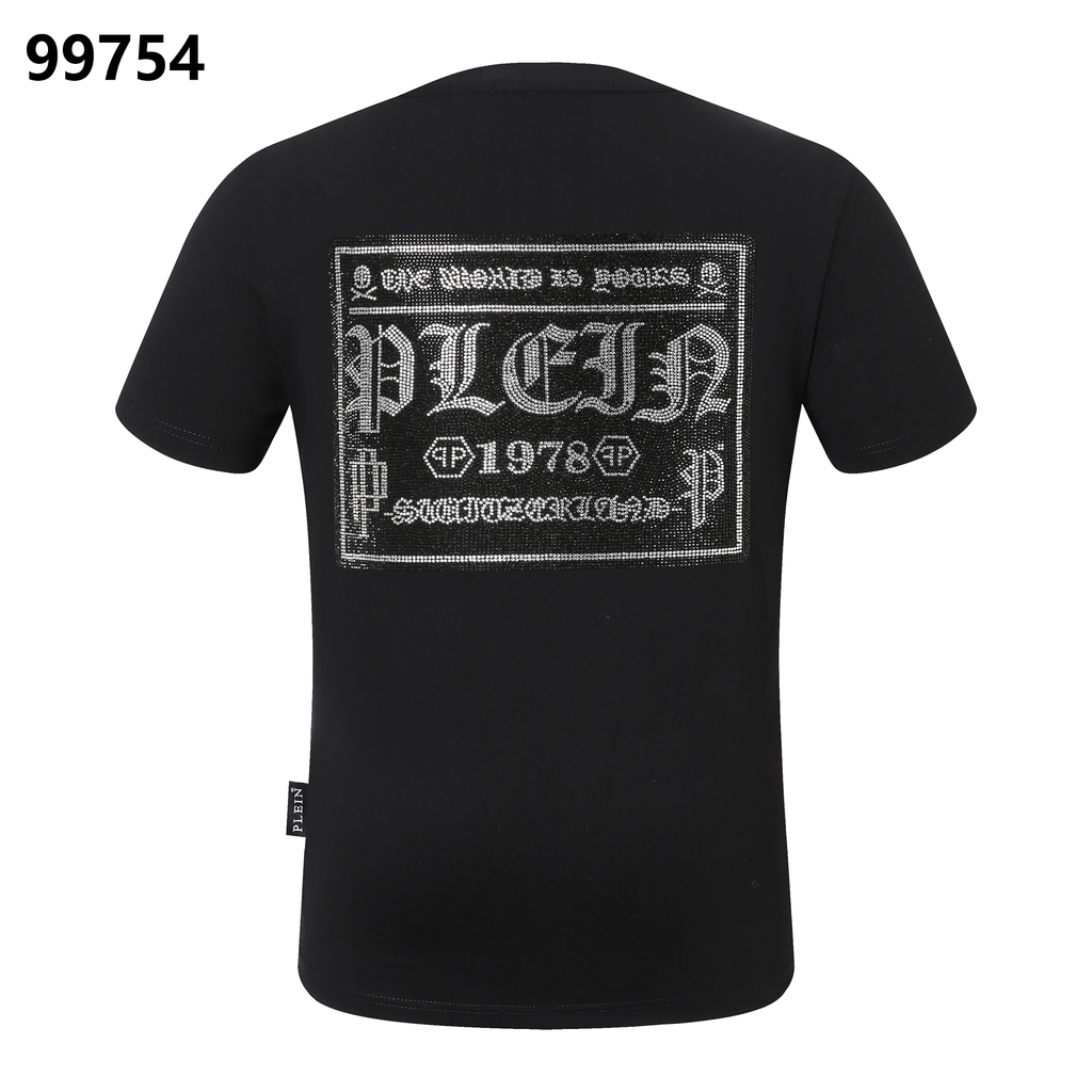 PHILIPP PLEIN ラインストーンレタリングラウンドネックTシャツ