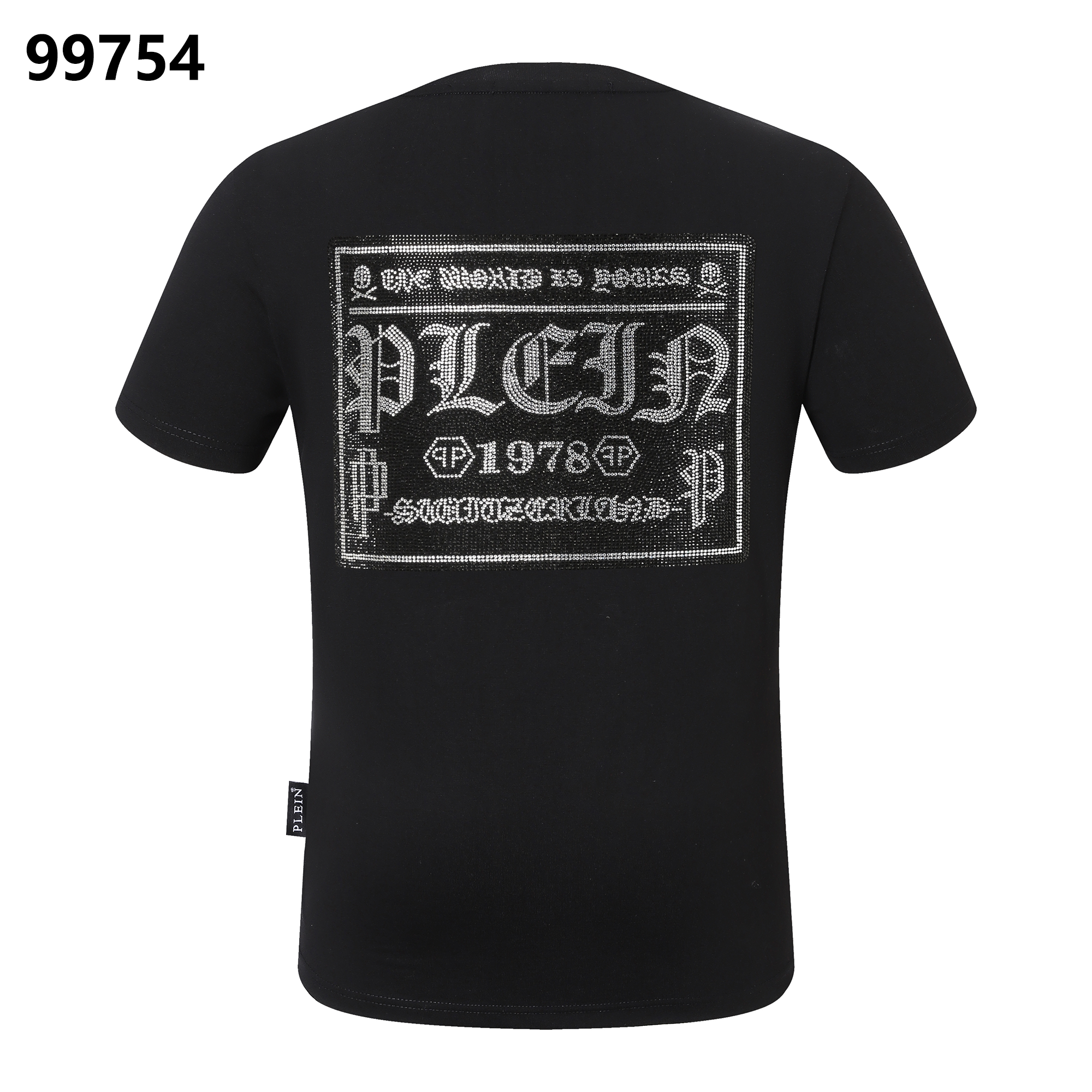PHILIPP PLEIN ラインストーンレタリングラウンドネックTシャツ
