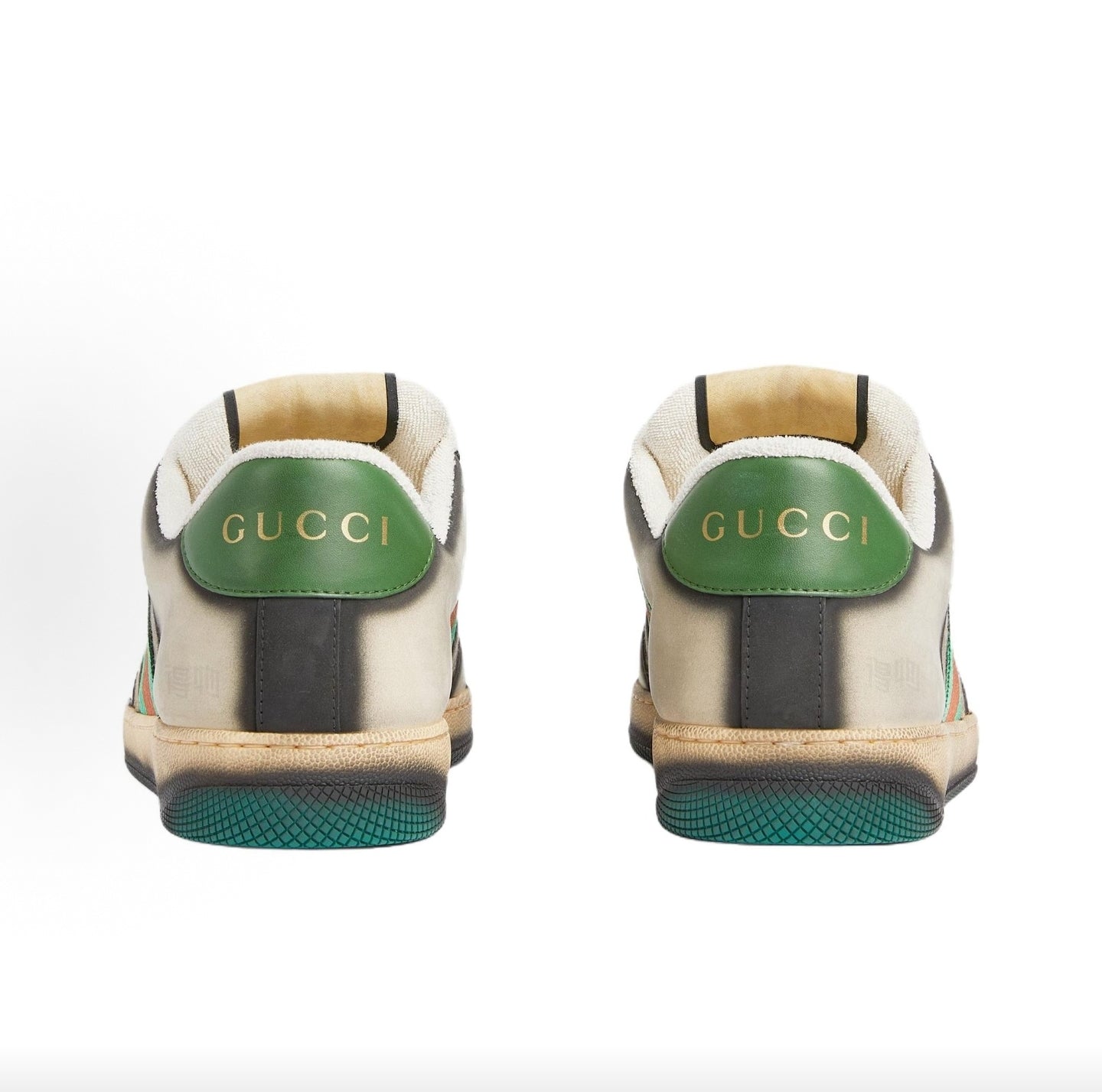GUCCI Screener Leather Round-Toe Lace-Up Men's Shoes, Beige