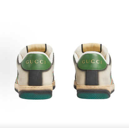 GUCCI Screener Leather Round-Toe Lace-Up Men's Shoes, Beige