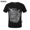 PHILIPP PLEIN スカルとイーグルのデザイン入りラウンドネックTシャツ