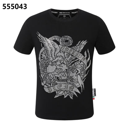 PHILIPP PLEIN Round-Neck T-Shirt with Skull and Eagle Design