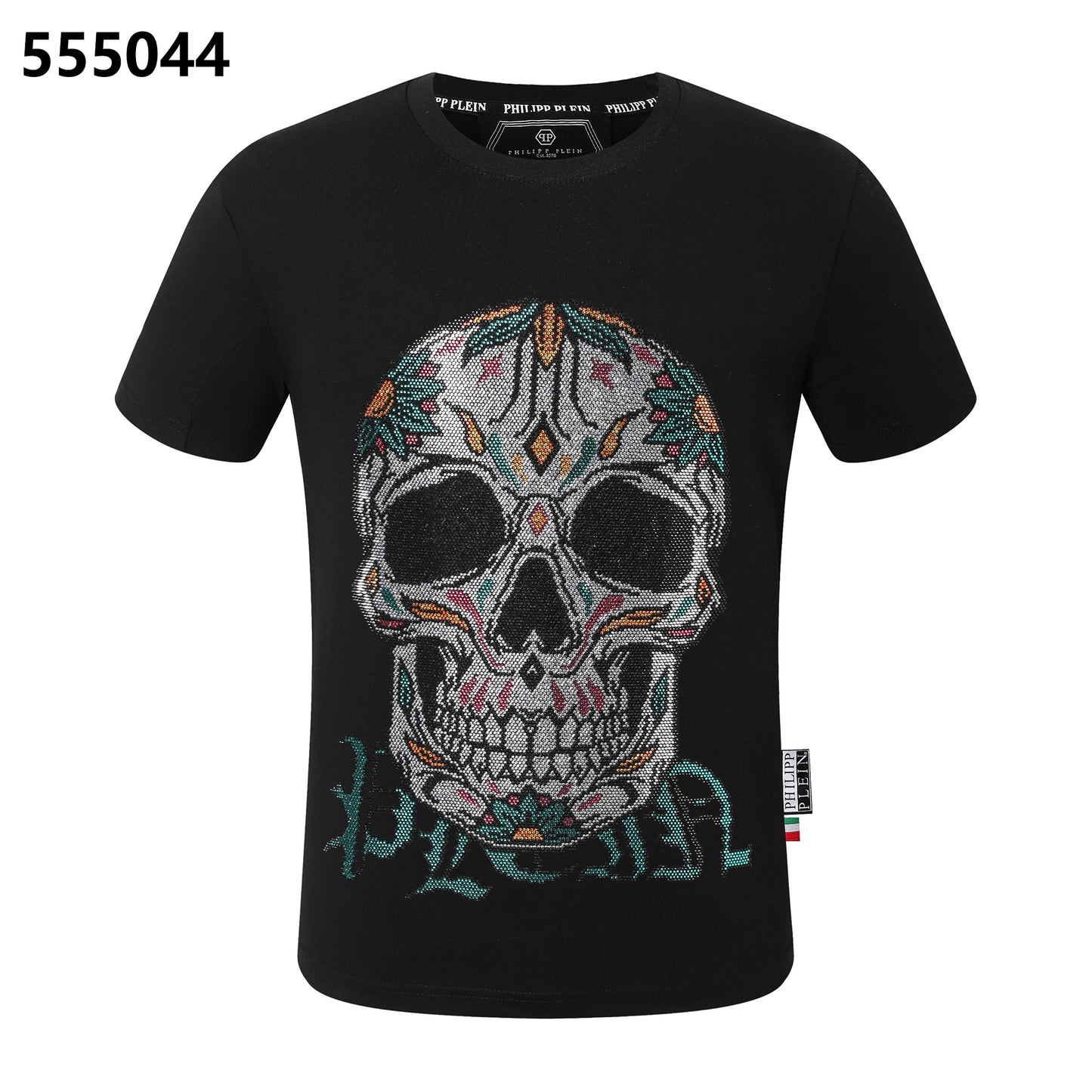 PHILIPP PLEIN T-Shirt mit Rundhalsausschnitt und Totenkopf-Print