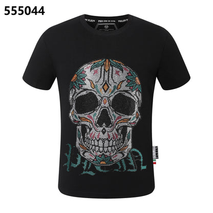 PHILIPP PLEIN T-Shirt mit Rundhalsausschnitt und Totenkopf-Print