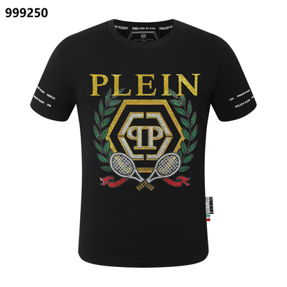 PHILIPP PLEIN Gold-Letter Tennis Rundhals-T-Shirt