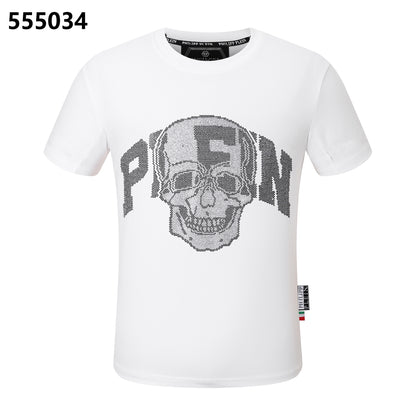 PHILIPP PLEIN T-Shirt mit Rundhalsausschnitt und Totenkopf-Print