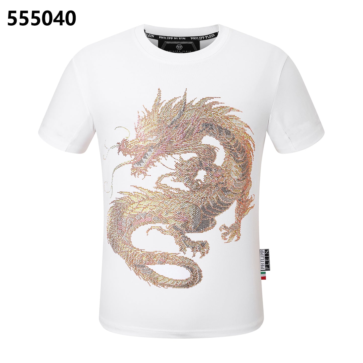 PHILIPP PLEIN Round-Neck T-Shirt with Dragon Design