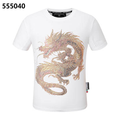 PHILIPP PLEIN Round-Neck T-Shirt with Dragon Design