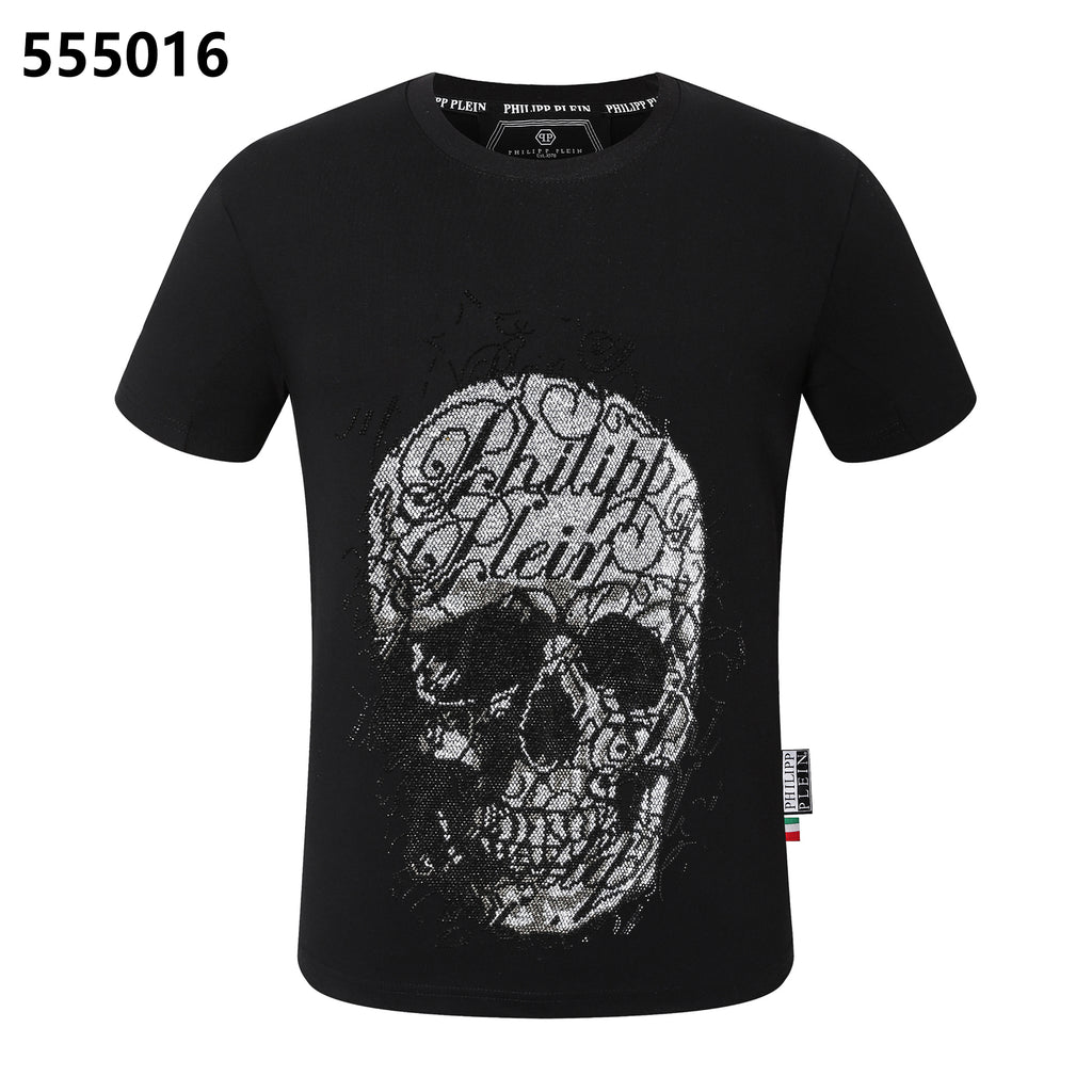 PHILIPP PLEIN 해골 프린트 크루넥 티셔츠