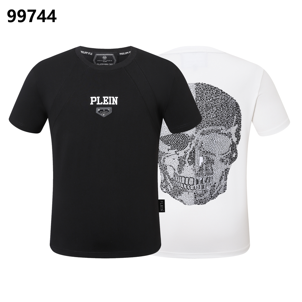 PHILIPP PLEIN ラインストーンスカルプリント クルーネックTシャツ