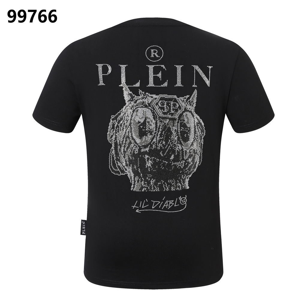 PHILIPP PLEIN デーモンスカルデザイン 丸首Tシャツ