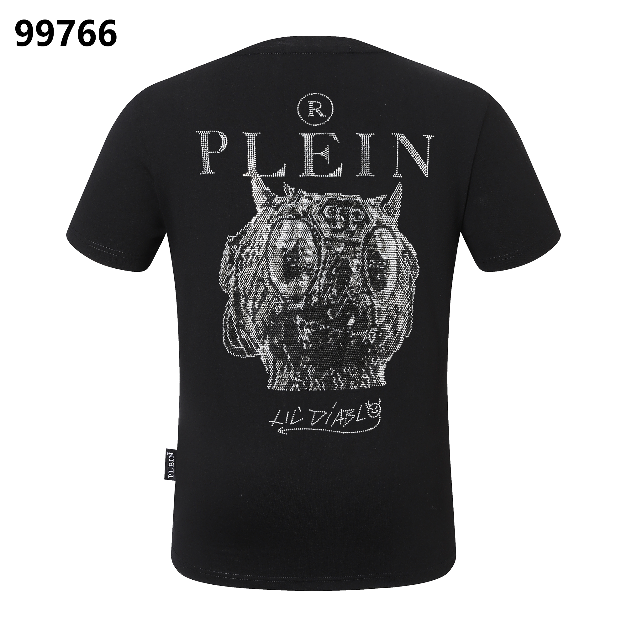 PHILIPP PLEIN デーモンスカルデザイン 丸首Tシャツ