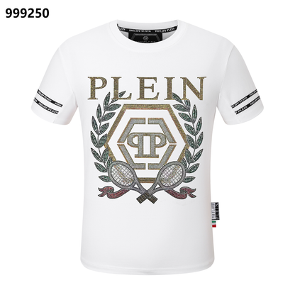 PHILIPP PLEIN Gold-Letter Tennis Rundhals-T-Shirt