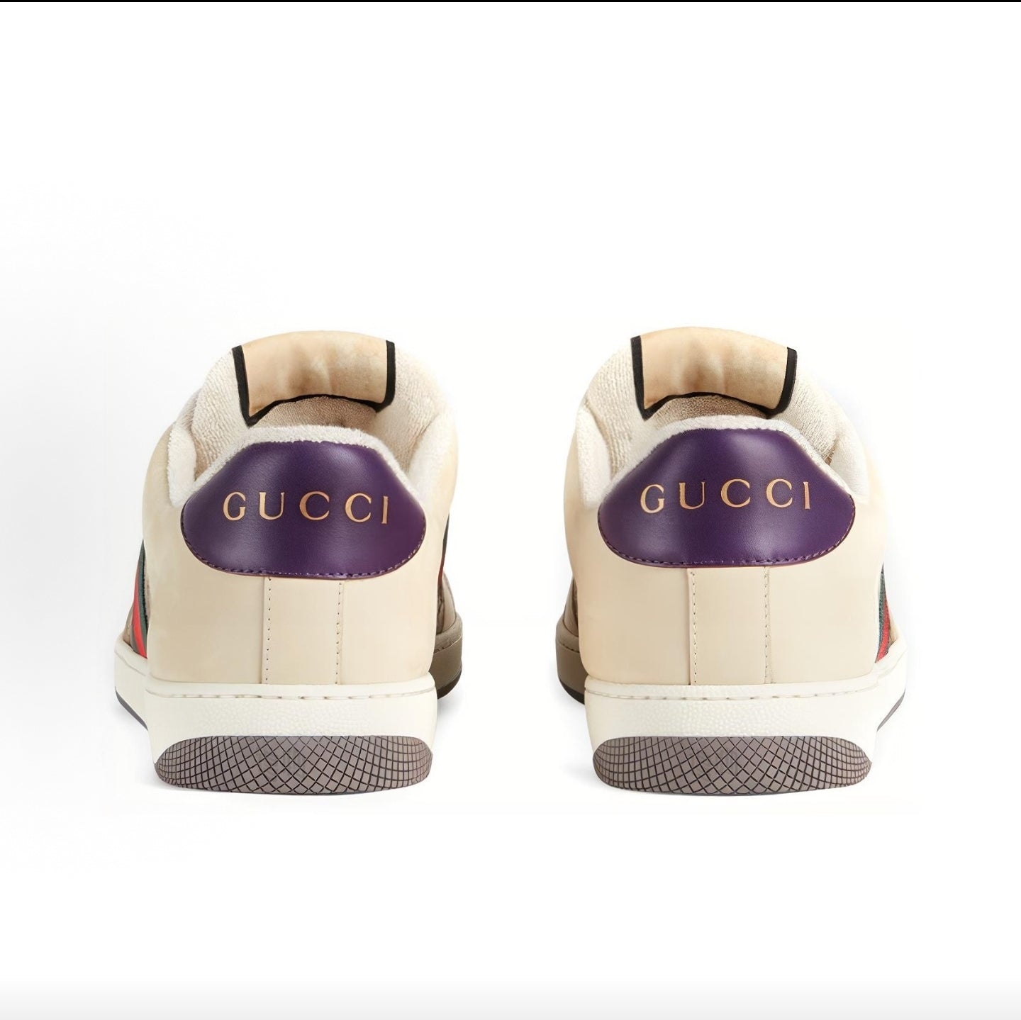GUCCI Screener Double G “Dirty” Sneakers, Striped, Low-Top, Fashionable Sneakers, Men's, Beige