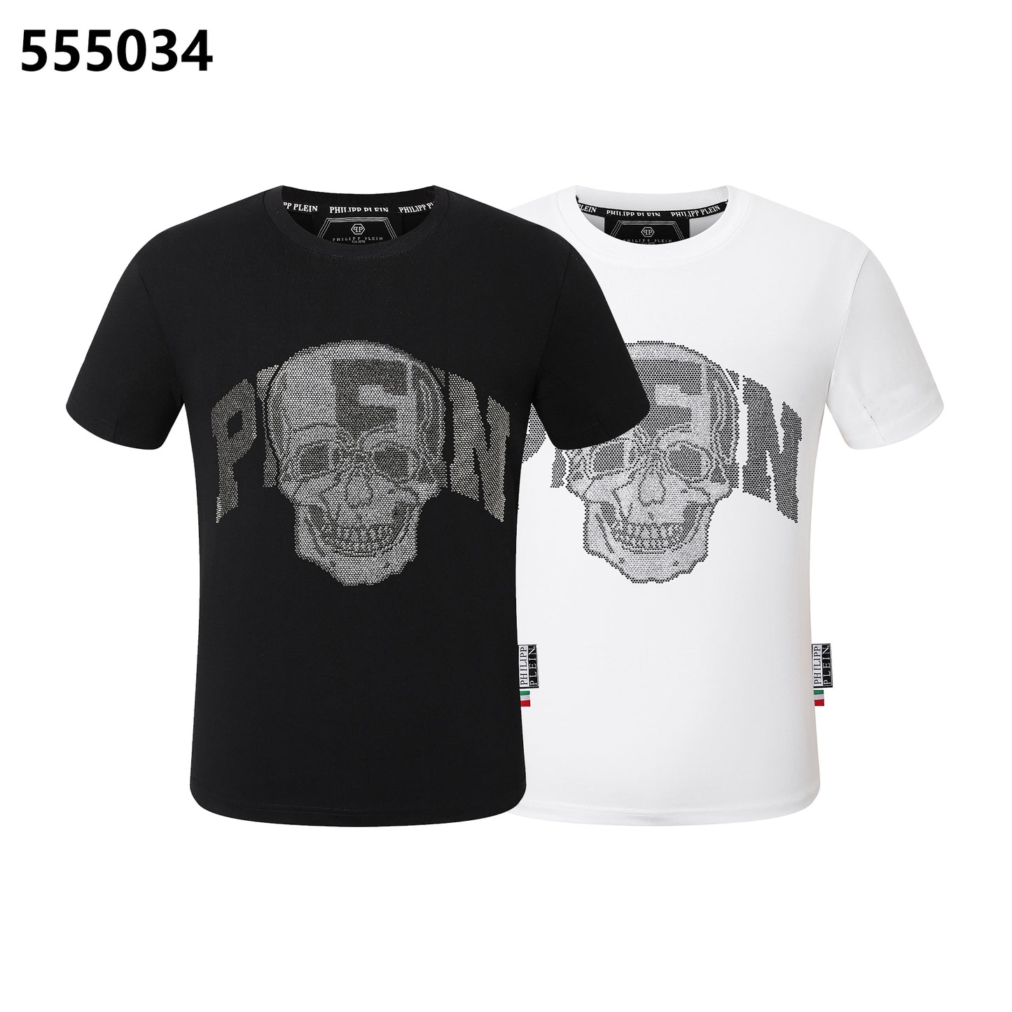 PHILIPP PLEIN T-Shirt mit Rundhalsausschnitt und Totenkopf-Print