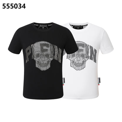 PHILIPP PLEIN T-Shirt mit Rundhalsausschnitt und Totenkopf-Print