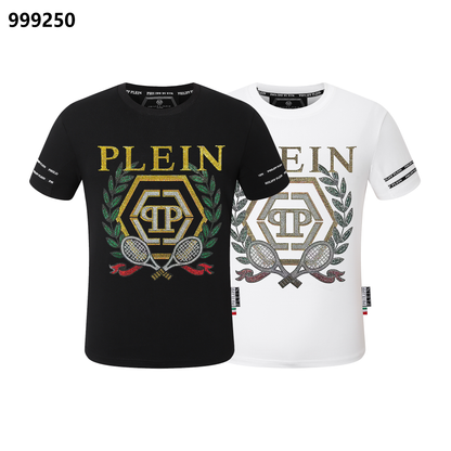PHILIPP PLEIN Gold-Letter Tennis Rundhals-T-Shirt