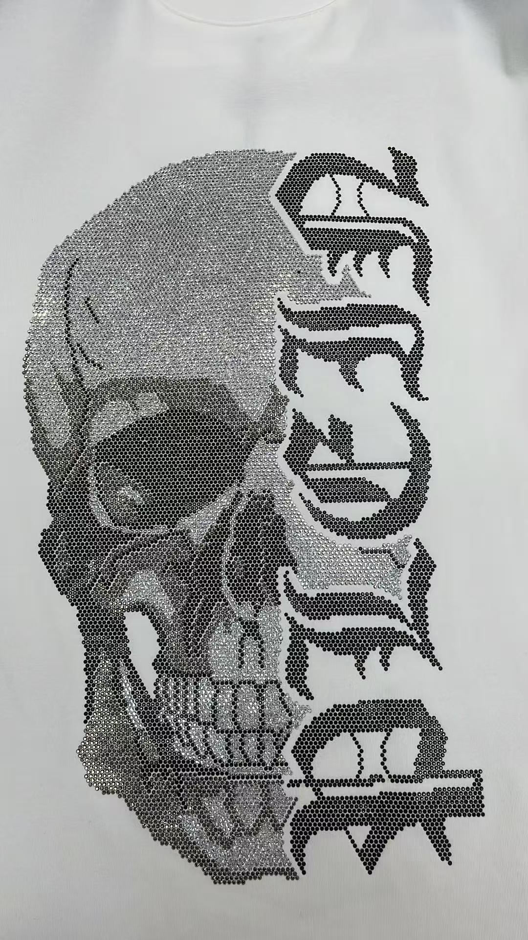 PHILIPP PLEIN 해골 프린트 크루넥 티셔츠