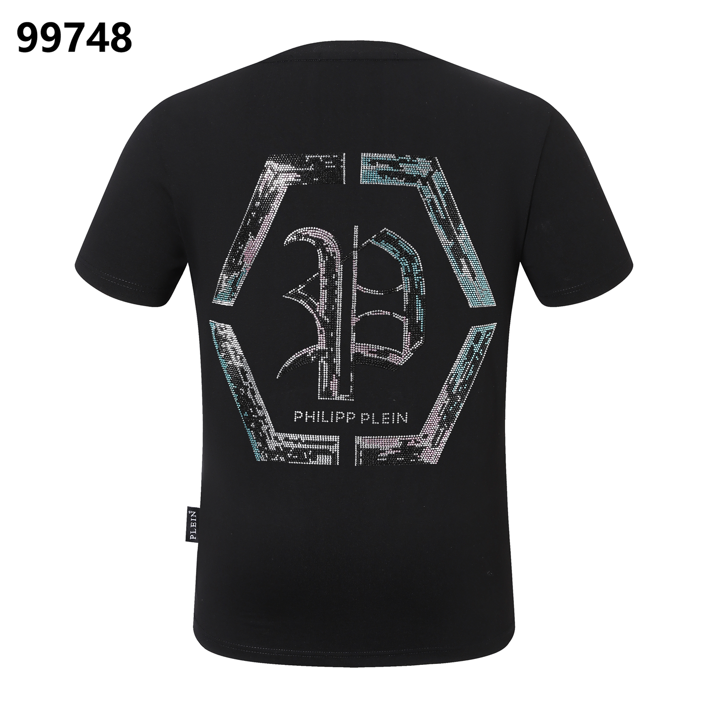 PHILIPP PLEIN T-Shirt mit Sanskrit-Alphabet, Strassverzierungen und Rundhalsausschnitt