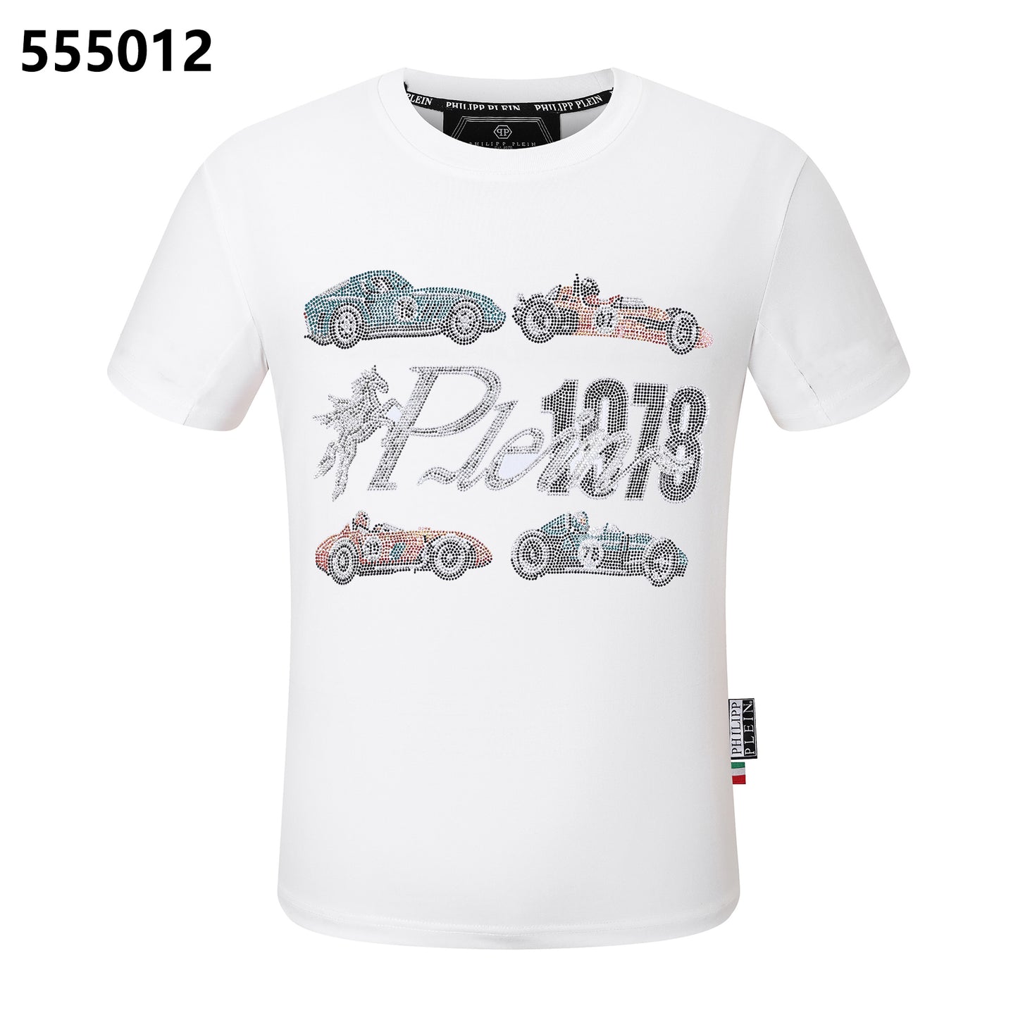 PHILIPP PLEIN Rundhals-T-Shirt mit Racing-Print