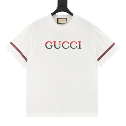 Gucci Red and Green 3D Embroidered Ribbon Short-Sleeve Shirt