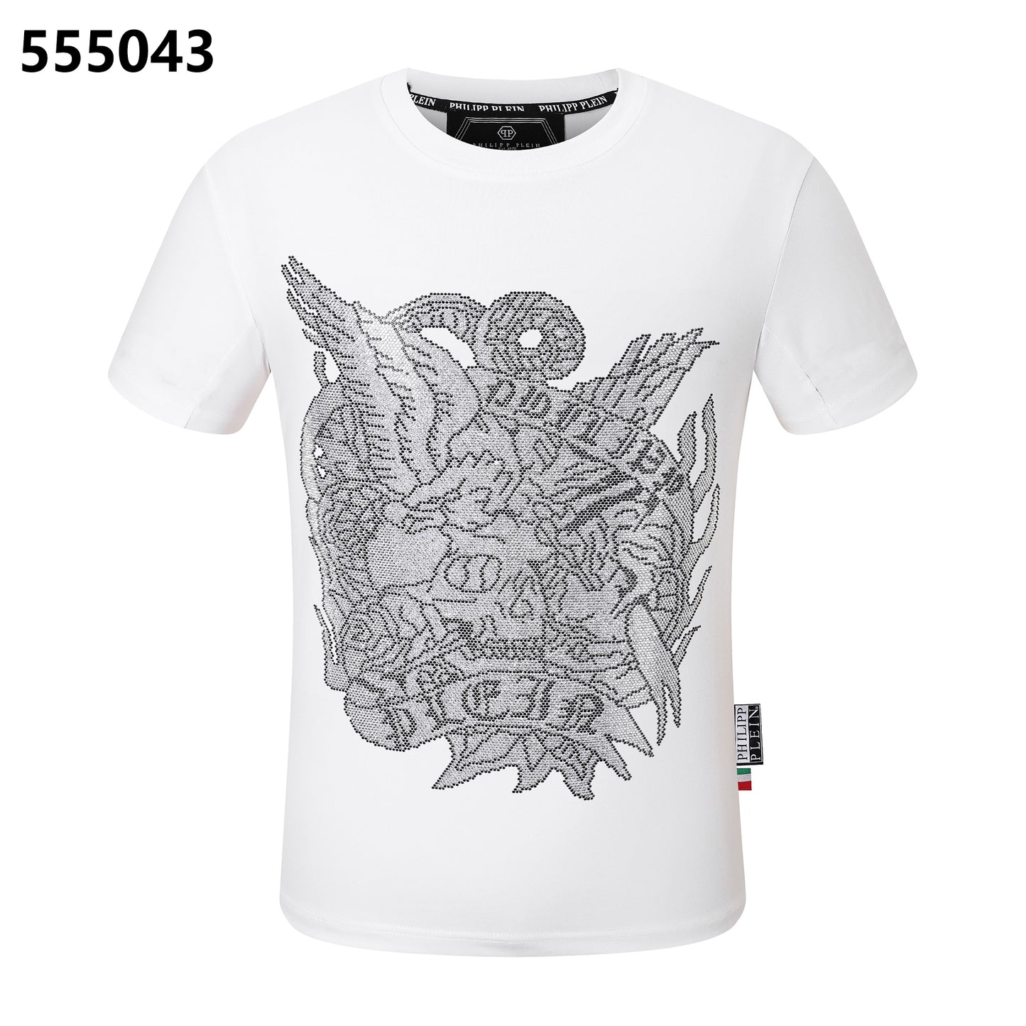 PHILIPP PLEIN Round-Neck T-Shirt with Skull and Eagle Design