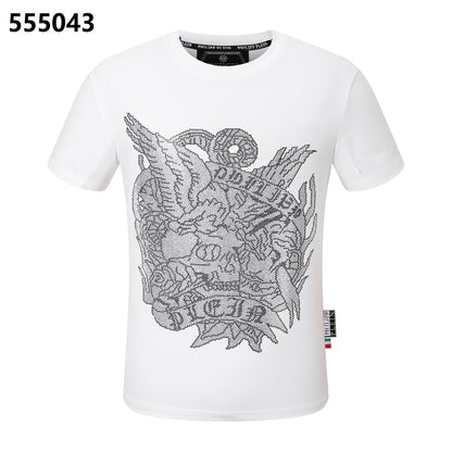 PHILIPP PLEIN Round-Neck T-Shirt with Skull and Eagle Design