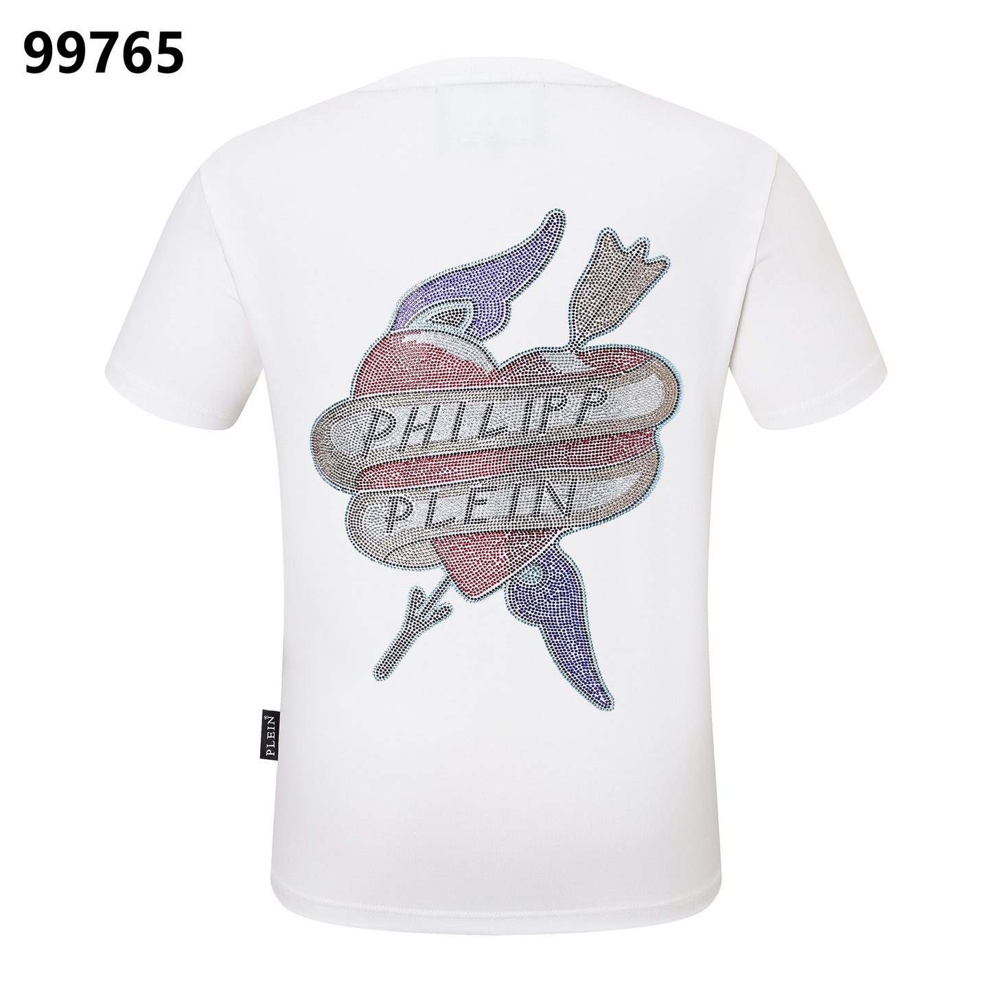 PHILIPP PLEIN Round-Neck T-Shirt with Letter and Heart Arrow Design