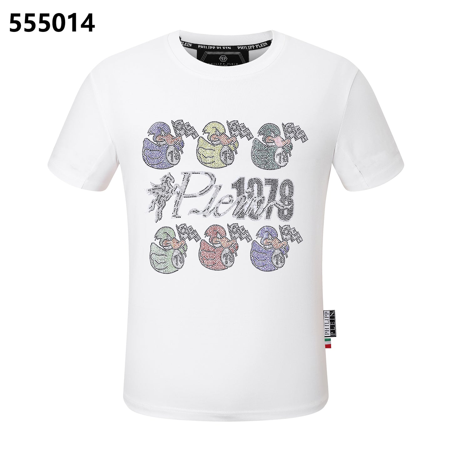 PHILIPP PLEIN 1978 Rundhals-T-Shirt mit 6 kleinen Entenmotiv