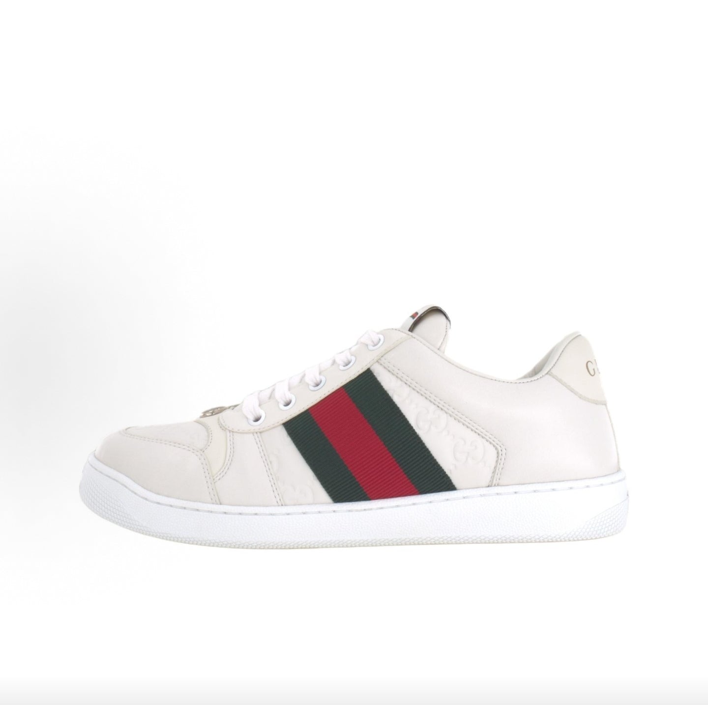 GUCCI Screener “Dirty” Sneakers, Leather, Men's, White and Green