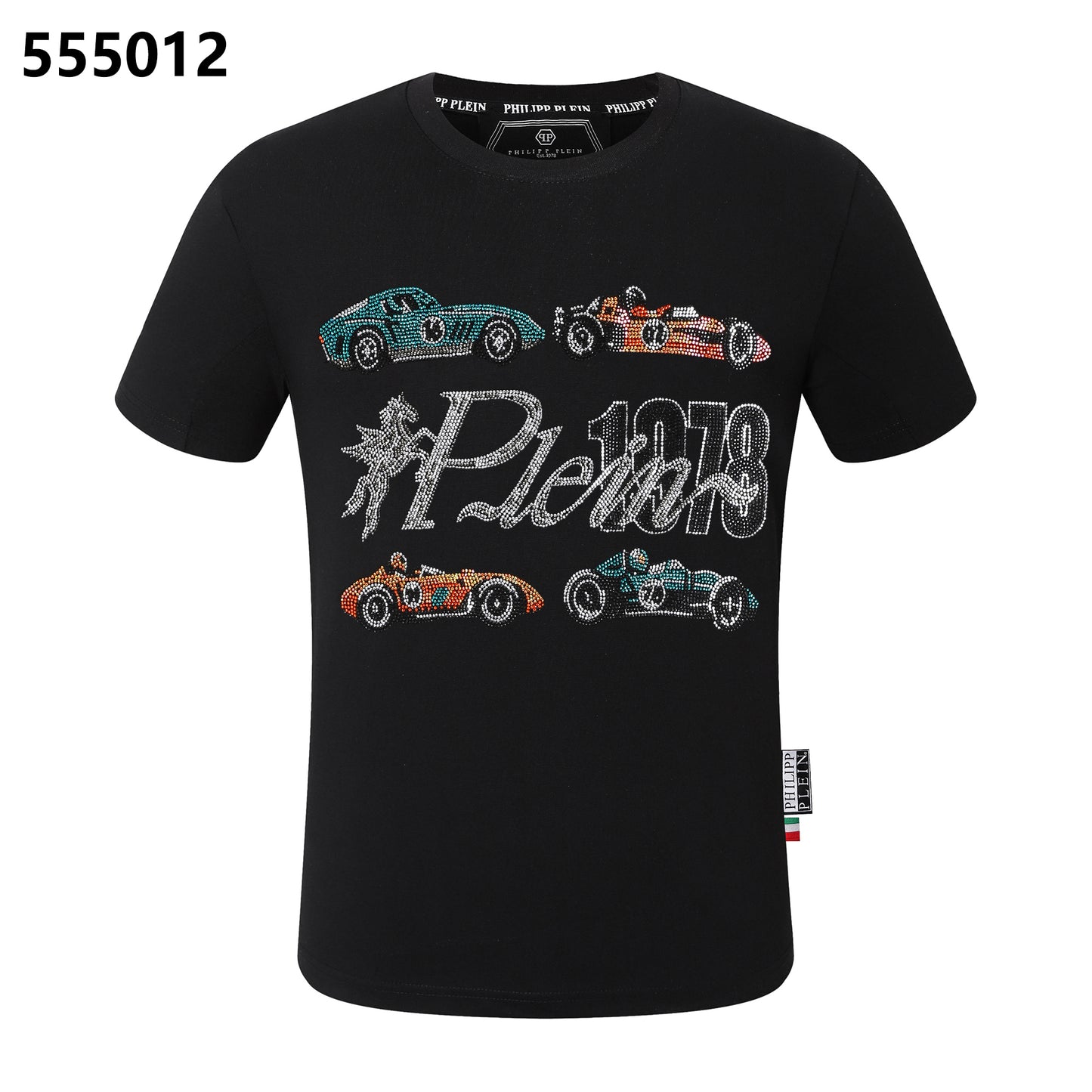 PHILIPP PLEIN Rundhals-T-Shirt mit Racing-Print