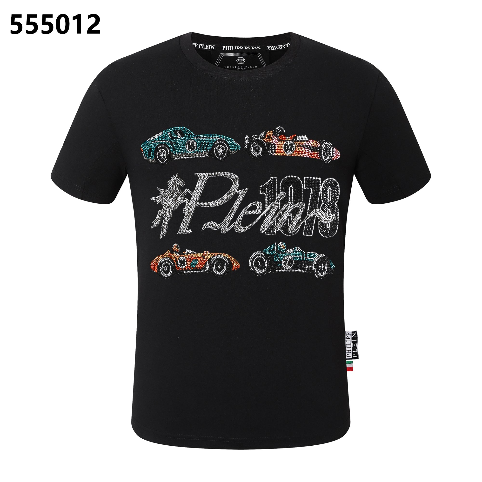 PHILIPP PLEIN レーシングプリント入りクルーネックTシャツ
