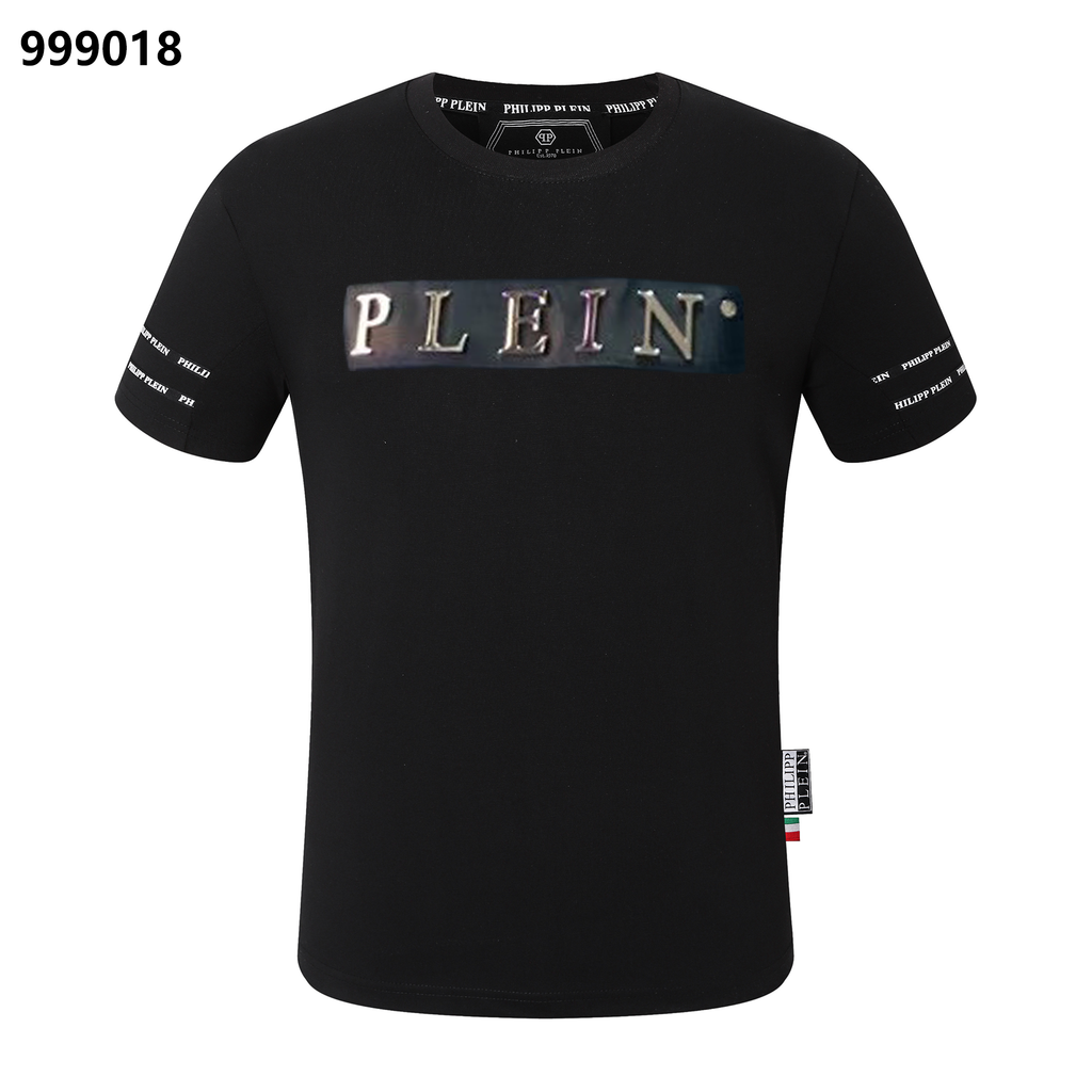 PHILIPP PLEIN メタルレタリング入りラウンドネックTシャツ