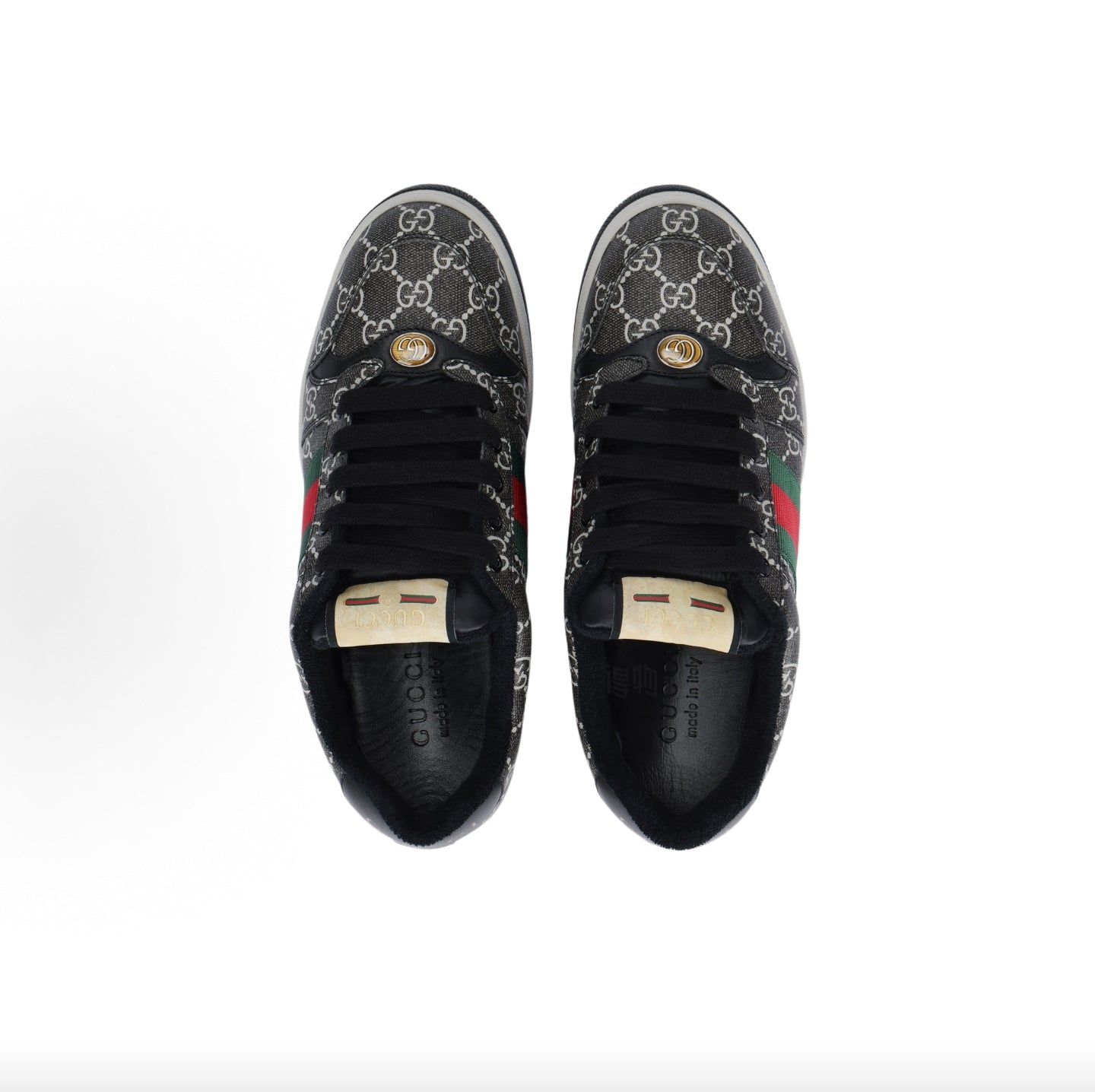 GUCCI Screener “Dirty” Sneakers, Men's, Black and Gray