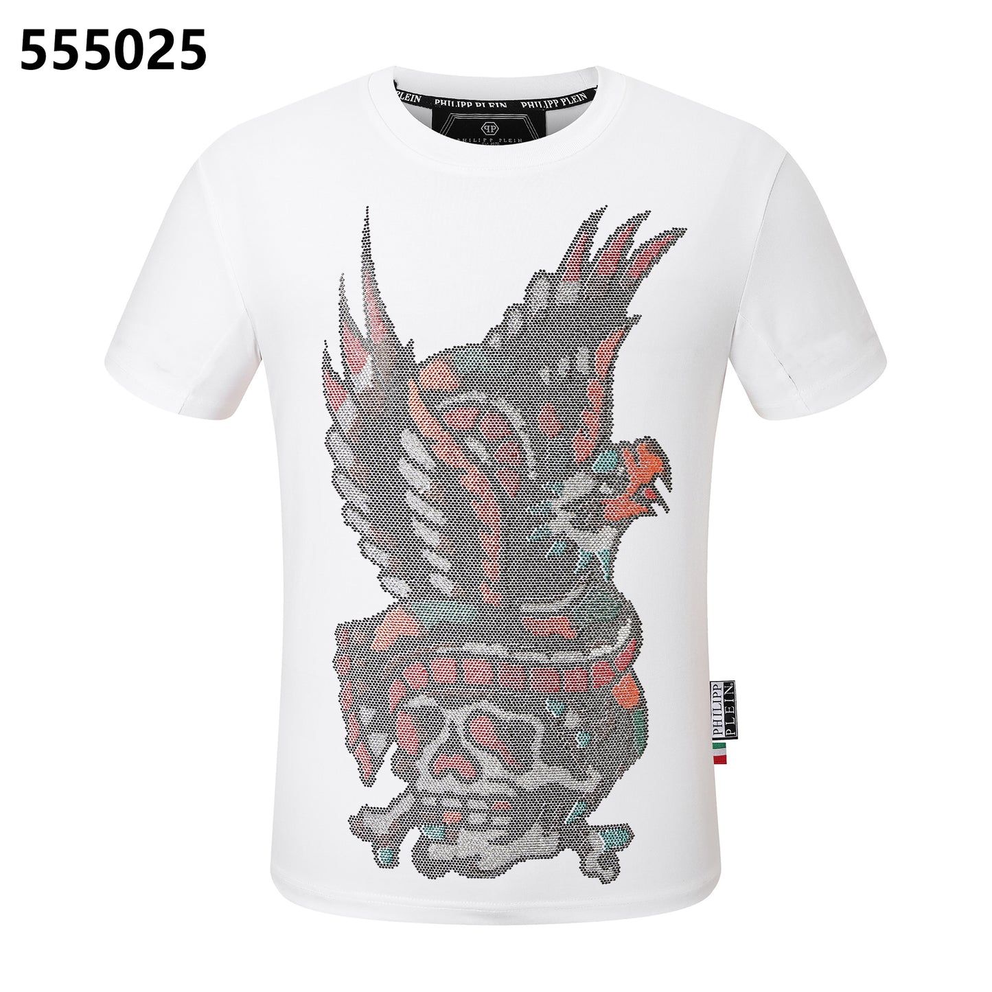 PHILIPP PLEIN Rundhals-T-Shirt mit Totenkopf- und Adler-Design