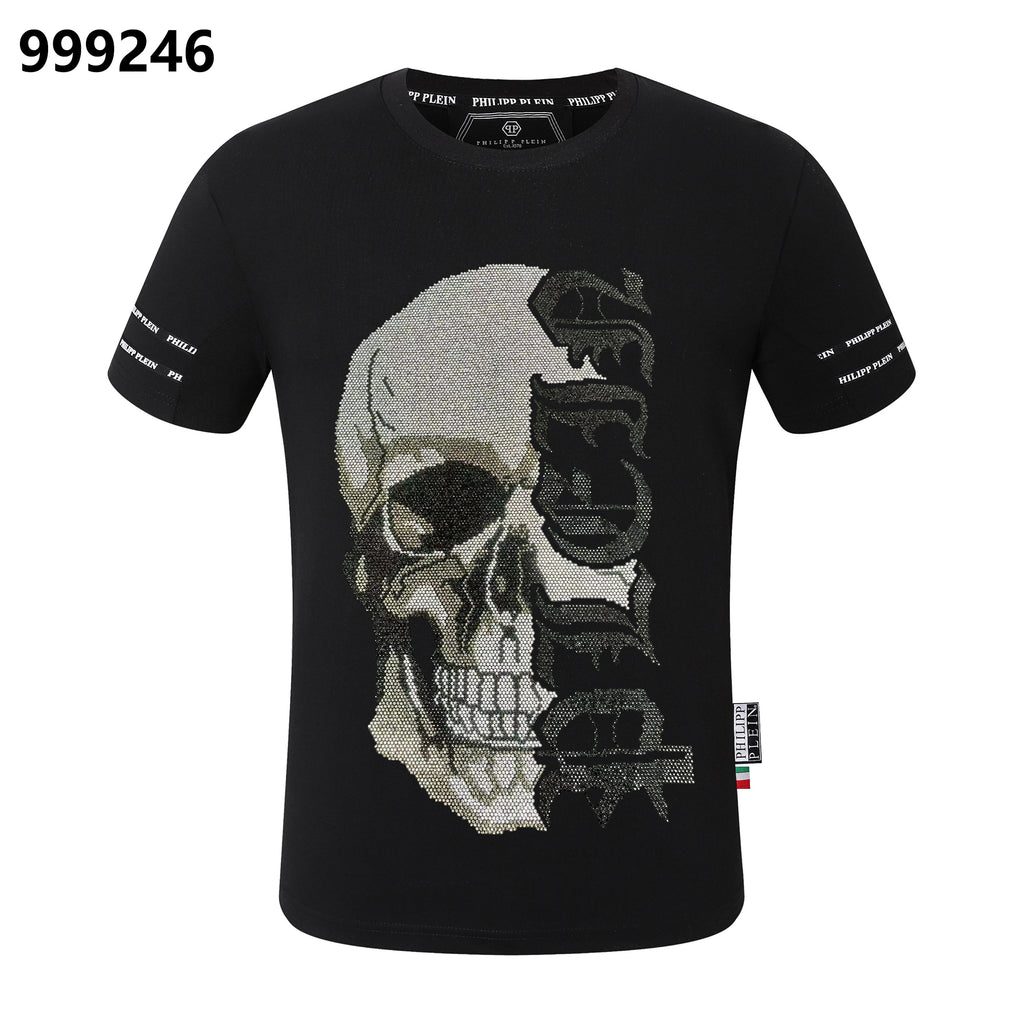 PHILIPP PLEIN 해골 프린트 크루넥 티셔츠