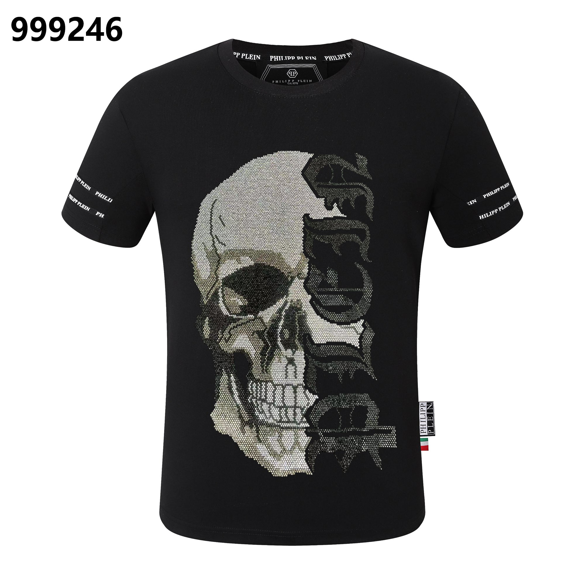 PHILIPP PLEIN 해골 프린트 크루넥 티셔츠