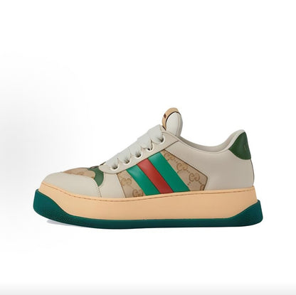 GUCCI Screener “Pangding” Distressed Sneakers, Leather, Men's, Green
