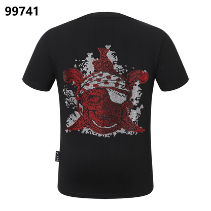 PHILIPP PLEIN Rundhals-T-Shirt mit rotem Totenkopf-Design