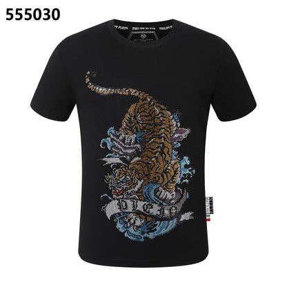 PHILIPP PLEIN Round-Neck T-Shirt with Tiger Print