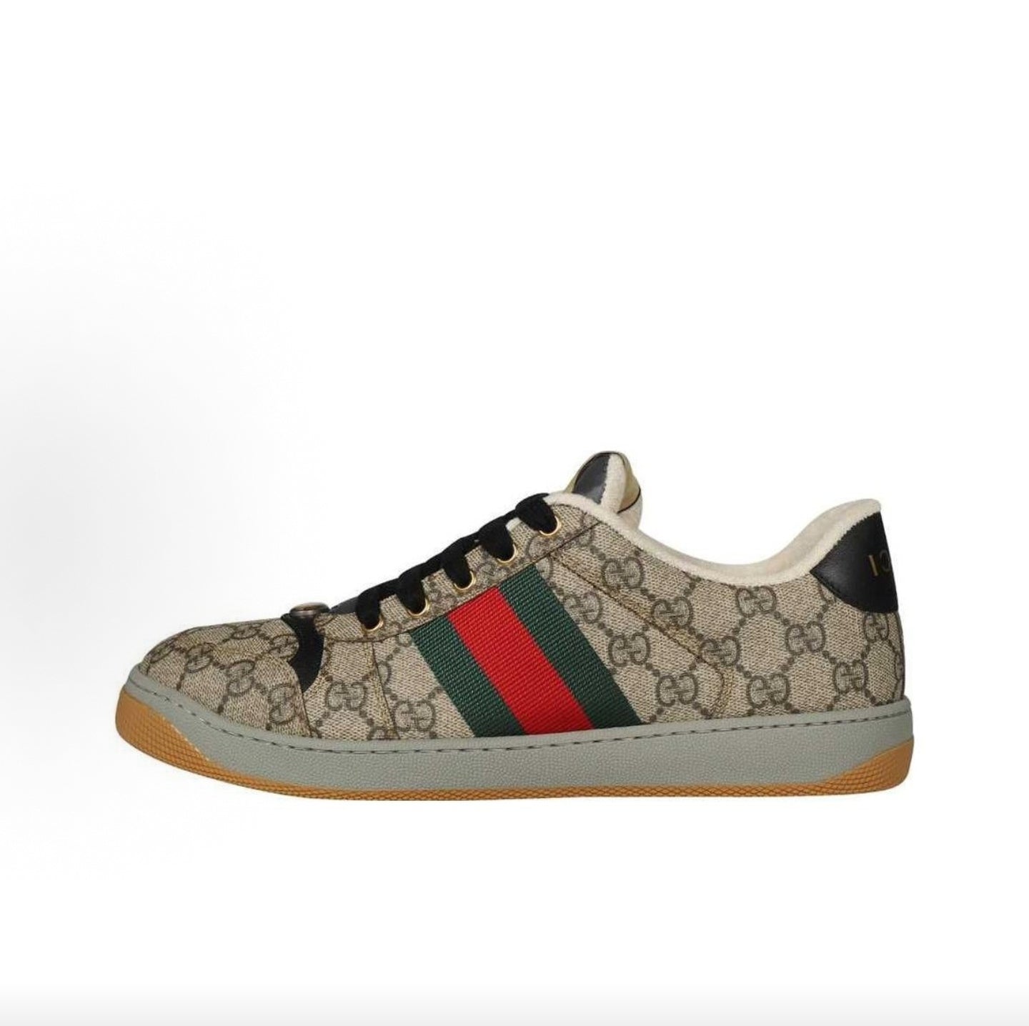 GUCCI Screener “Dirty” Sneakers GG Enamel  Men's Ebony