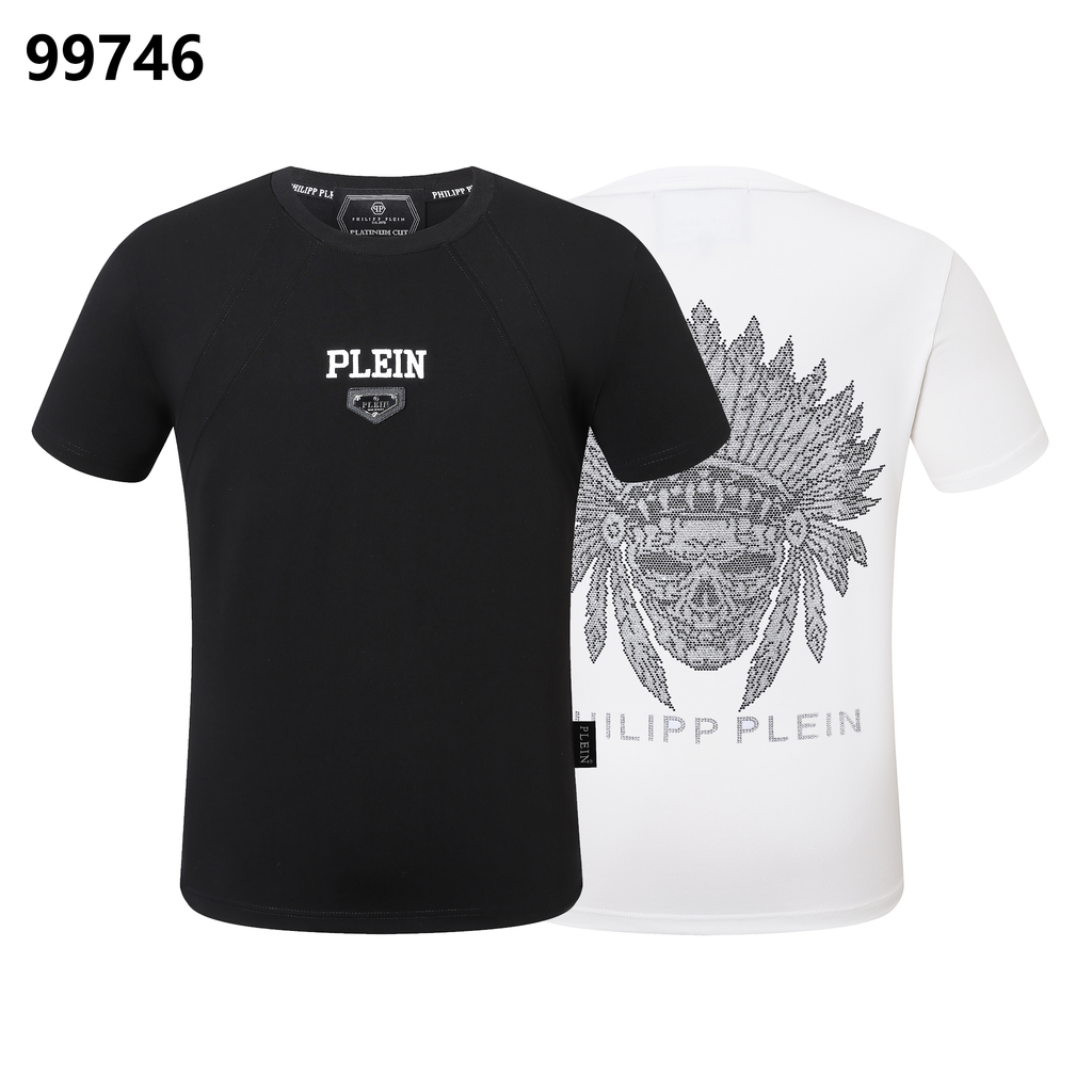 PHILIPP PLEIN 그라데이션 프린트 스컬 크루넥 티셔츠