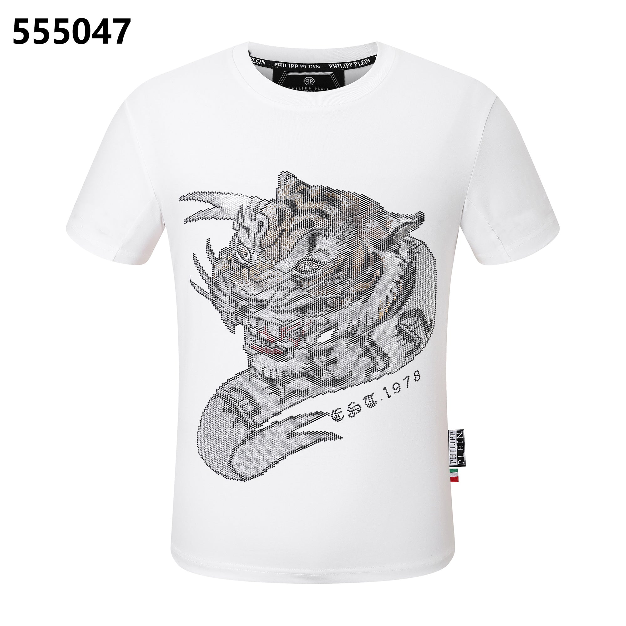PHILIPP PLEIN タイガーヘッドデザイン ラウンドネックTシャツ