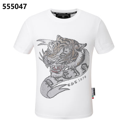 PHILIPP PLEIN Rundhals-T-Shirt mit Tigerkopf-Design