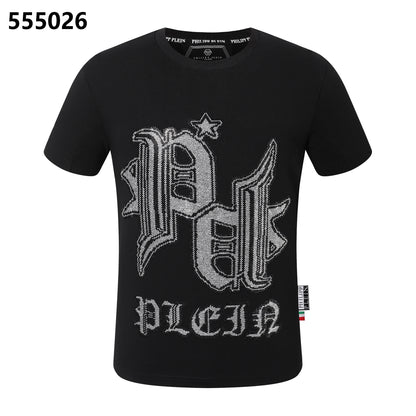 PHILIPP PLEIN Round-Neck T-Shirt with Diamond-Studded Lettering