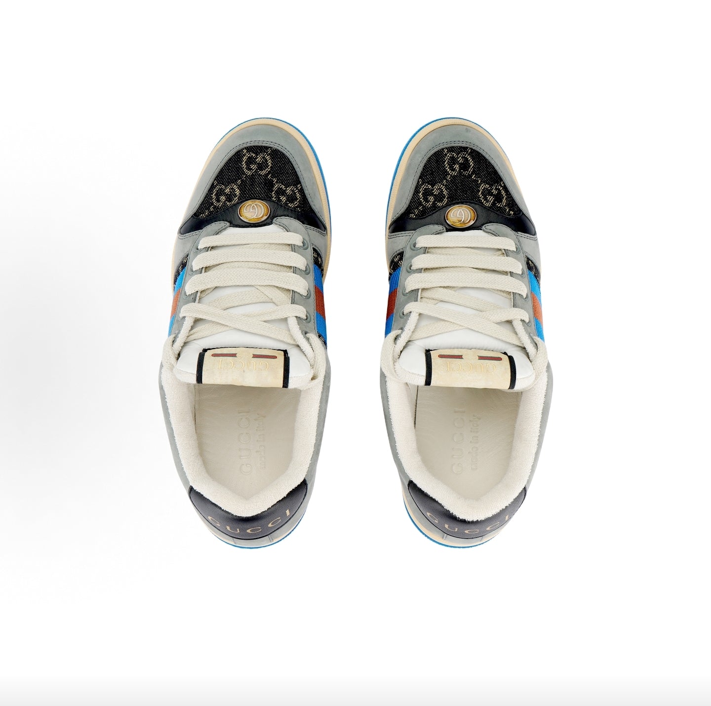 GUCCI Screener “Dirty” Sneakers, Double G, Men's, Black and Gray