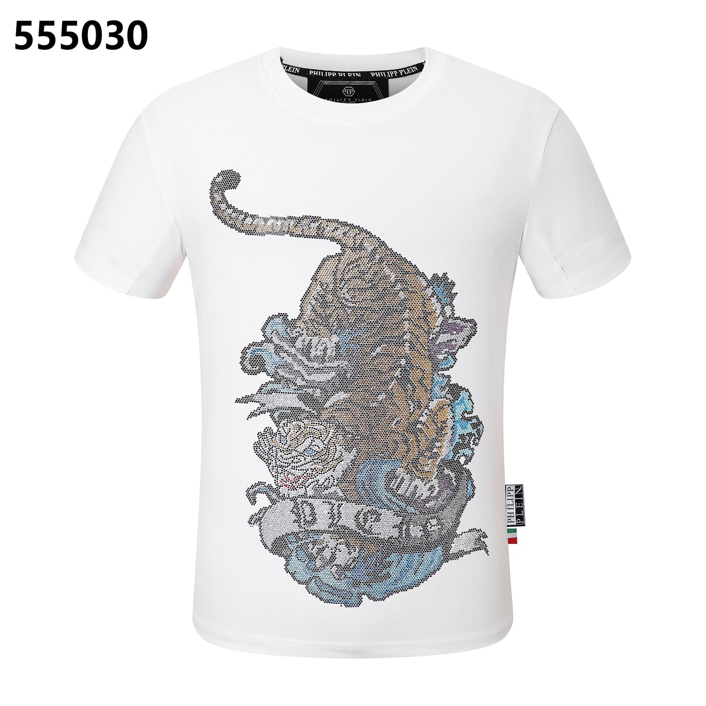 PHILIPP PLEIN Round-Neck T-Shirt with Tiger Print