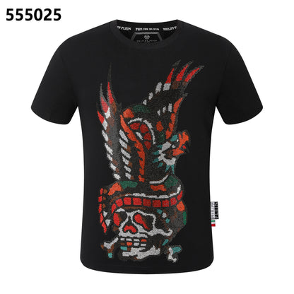 PHILIPP PLEIN Rundhals-T-Shirt mit Totenkopf- und Adler-Design